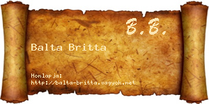 Balta Britta névjegykártya